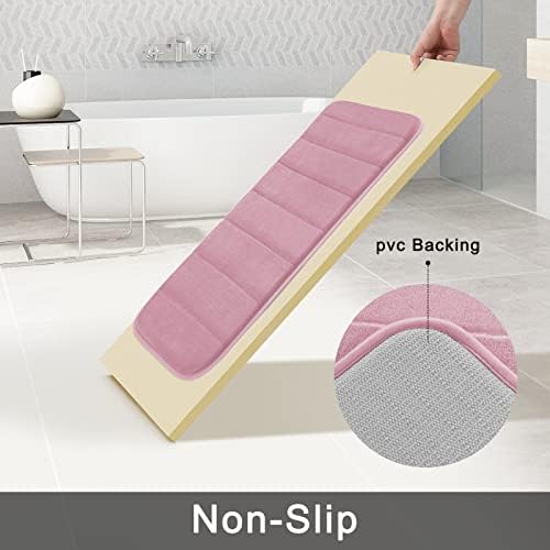 Yimobra 3 Pieces Memory Foam Bath Mat Set with U-Shaped Toilet Rug - Non-Slip Super Soft Absorbent Quick Dry Bathroom Rugs for Bathtub, Vanity & Toilet Base, Mauve - Image 5