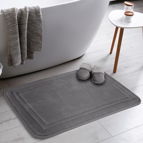 Grey Bathroom Rugs Memory Foam Small Thin Bath Mat Non Slip Washable by PAGGEDHOME