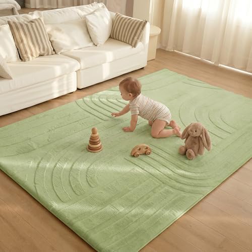 Huloo Sleep Baby Mat for Floor,Extra Large 6'7" x 13'2" Play Rug,Sage Green by HulooSleep