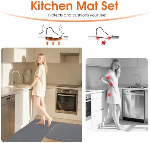 TranquilRelax Kitchen Mats, Cushioned Mats with Extra-Long Runner, Grey - Image 5