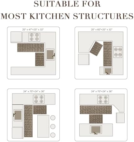 BSICPRO Kitchen Rugs Sets of 2, Non Slip Kitchen Mats for Floor, Brown - Image 5