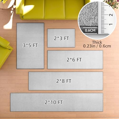 AREDO Runner Rug with Non Slip Rubber Backing 2*8 ft, Washable Soft Floor Carpet for Kitchen, Hallway, Entryway Indoor, Bedroom, Laundry, Low Pile Area Rugs, Solid color with Pointillism style, GREY - Image 2
