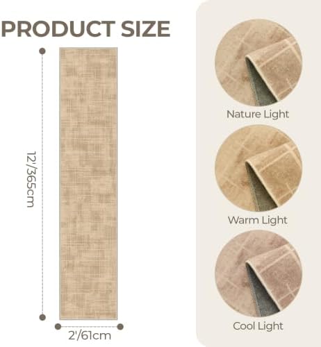 2x12 Runner Rug Non Slip,Washable Hallway Runner Rug,Brown - Image 2