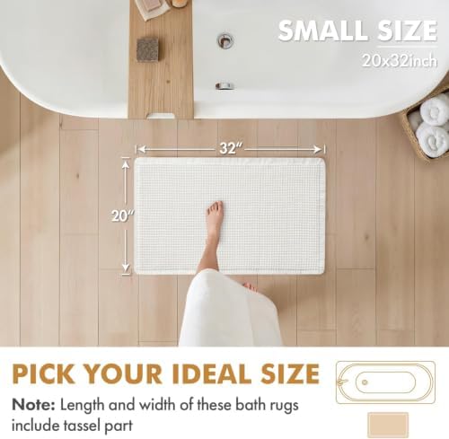MIULEE Set of 2 Waffle Bathroom Rugs Boho Bath Mat White 20x32 Inch - Image 2