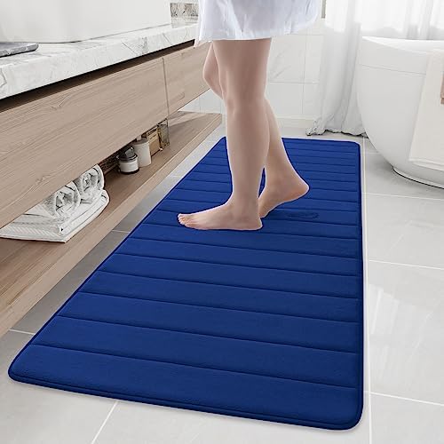 Buganda Memory Foam Bath Mat, 70" x 24", Ultra Soft and Non-Slip Bathroom Rugs, Water Absorbent and Machine Washable Bath Rug Runner for Bathroom, Shower, and Tub, Navy Blue by Buganda