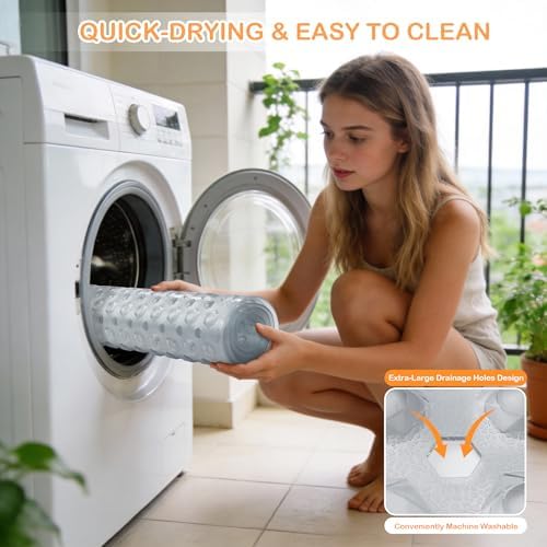 Yimobra Bathtub Mat Non Slip, 27.5"X15.5" Machine Washable Shower Floor Mat, Soft on Feet, Bath Mat with Drain Holes and Suction Cups, Bathroom Essentials, Clear - Image 6