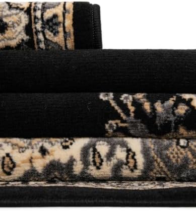 Unique Loom Reza Collection Traditional Persian Style Area Rug, 9 ft 10 in x 13 ft, Black/Beige - Image 3