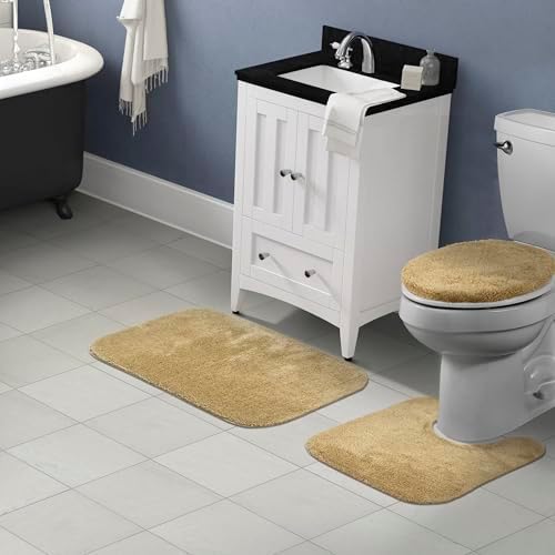 Garland Rug Traditional Nylon Washable Linen 3 Piece Set - Lid, Contour, Bath Rug - Soft, Absorbent, and Stylish for Your Bathroom - Image 2