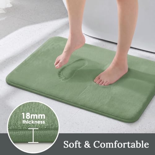 HUXMEYSON 3-Piece Memory Foam Bathroom Rug Set, Grey Green - Image 3