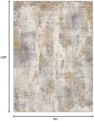DMOYEST Area Rug Living Room Rugs - 8x10 Washable Large Soft Indoor Neutral Modern Abstract Low Pile Rug Carpet for Bedroom Dining Room Farmhouse Home Office - Brown Grey - Image 2
