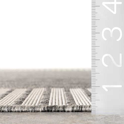 nuLOOM Asha Grey Bordered Power Loomed Indoor/Outdoor Area Rug, 10' x 14' - Image 2