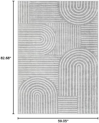 Lahome Area Rugs 5x7, Soft Washable Grey and White Rugs for Living Room - Image 2