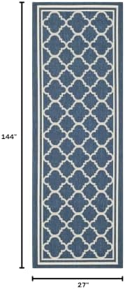 SAFAVIEH Washable Rug Outdoor Courtyard Collection - 2'3" x 12' Runner, Navy & Beige, Non-Shedding & Easy Cleaning, Ideal for Patio, Entryway, Mudroom, Hallway, Kitchen (CY6918-268) - Image 6