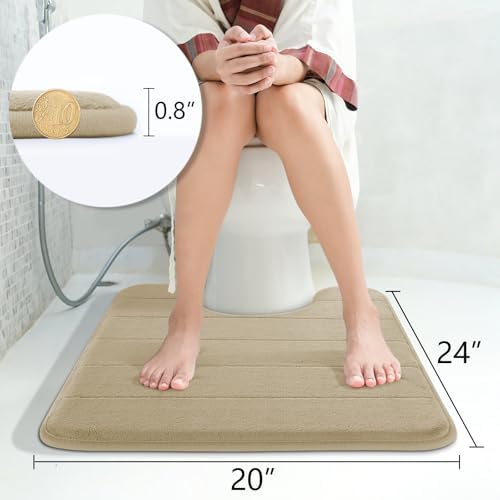 Yimobra Memory Foam Toilet Bath Mat U-Shaped, Soft and Comfortable, Super Water Absorption, Non-Slip, Thick, Machine Wash and Easier to Dry for Bathroom Commode Contour Rug, 24 X 20, Light Tan - Image 3