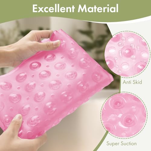 AmazerBath Shower Mat Non Slip 40 x 16 Inches, Shower Stall Mats with Suction Cups and Drain Holes, Non Slip Bath Mat for Tub for Elderly & Kids, Clear Pink - Image 6