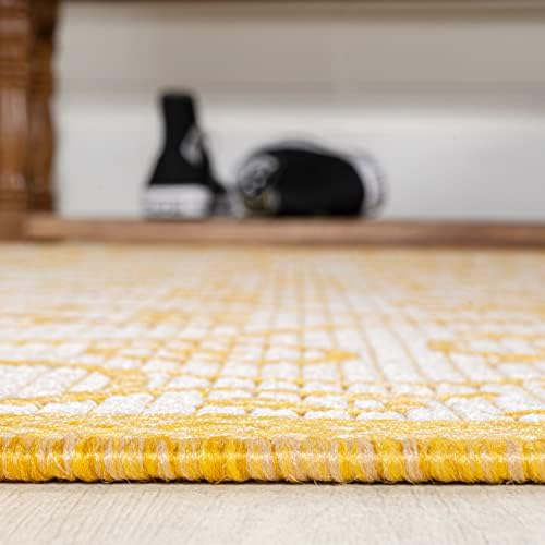 JONATHAN Y Vintage Filigree Indoor Outdoor Runner Rug 2X8 Cream/Yellow, Madrid Textured Weave for Backyard, Patio, Porch, Easy-Cleaning, High Traffic, Pet-Friendly, Non-Shedding (SMB107D-28) - Image 4