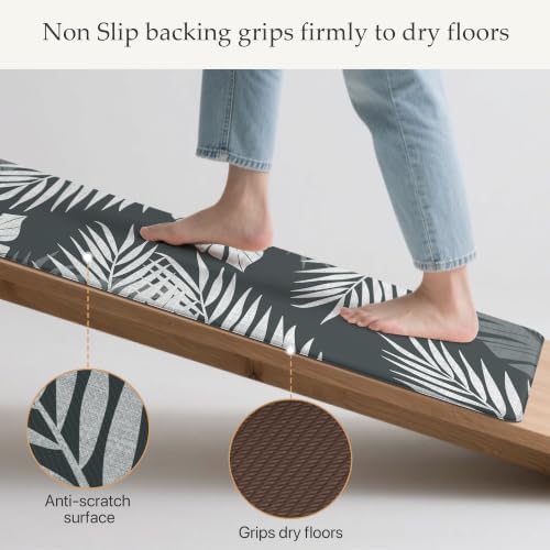 GENIMO Anti Fatigue Kitchen Mats for Floor 2PCS, Standing Rugs, Light Grey - Image 2
