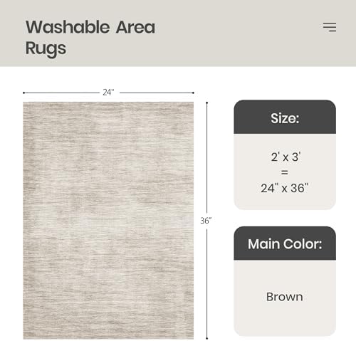 Valenrug 2x3 Rug Non Slip, Small Washable Entryway Rug for Bedroom, Brown - Image 2