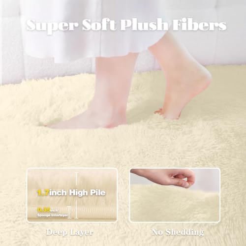 9x12 Area Rugs for Living Room: Fluffy Shag Soft Washable Rug Large Fuzzy Plush Indoor Carpet for Bedroom Nursery Playroom Kids Girls Boys Room (Beige, 9'x12') - Image 2