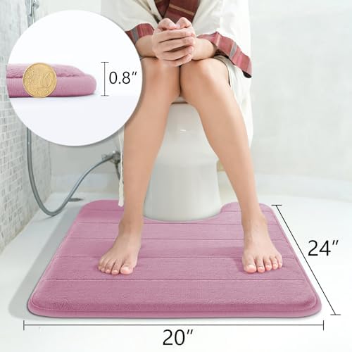 Yimobra Memory Foam Toilet Bath Mat U-Shaped, 24 X 20 Inches,Soft and Comfortable, Super Water Absorption, Non-Slip, Machine Wash and Easier to Dry for Bathroom Commode Contour Rug, Mauve - Image 3