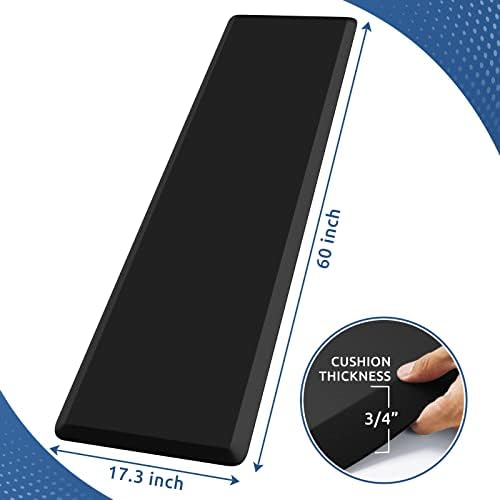 KitchenClouds Kitchen Mat Cushioned Anti Fatigue Kitchen Rug 0.8inch Water Resistant Non Slip Kitchen Rugs and Mats Standing Desk Mat Comfort Floor Mats for Kitchen Sink Office (17.3"x60",Black) - Image 2