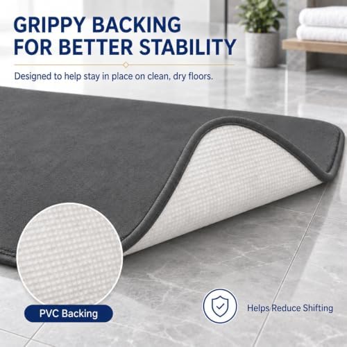 Bathroom Rugs Extra Soft Memory Foam Bath Mat Sets 3 Piece Non Slip Absorbent & Dry Living Mat Sets Washable Bath Carpets with Toilet Rug,Bath Rugs for Bathroom,Tub,Shower,Kitchen,Bedroom - Image 3