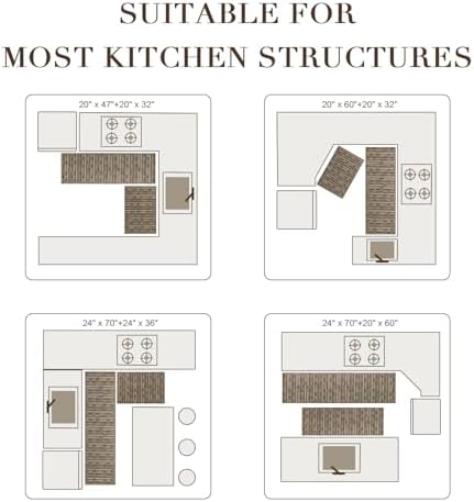 BSICPRO Kitchen Rugs Sets of 2, Non Slip Kitchen Mats for Floor, Brown - Image 5