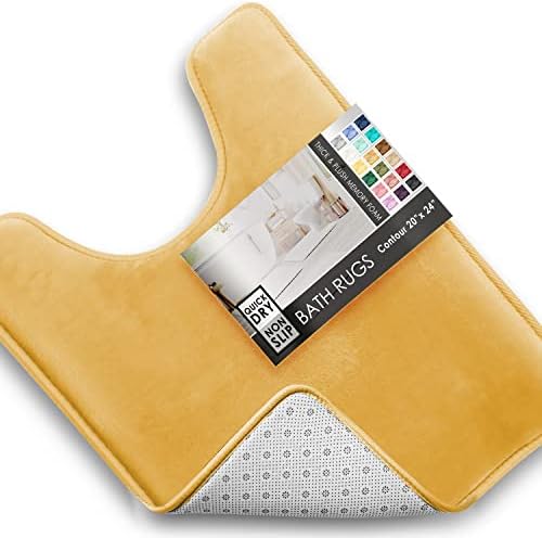 Clara Clark Bathroom Rugs, Velvet Memory Foam Bath Mat, Non-Slip, Machine Washable Bath Rugs - Dries Quickly, Ultra Soft Plush Bath Mats for Bathroom, 20 x 24, Camel Gold by ClaraClark