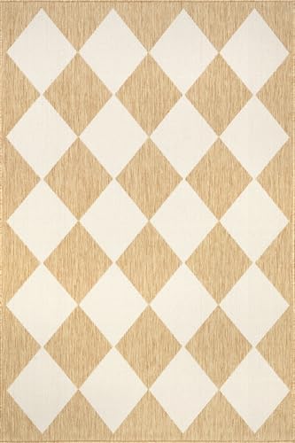 nuLOOM Sabina Tan Trellis Power Loomed Indoor/Outdoor Area Rug, 10' x 12' - Image 3