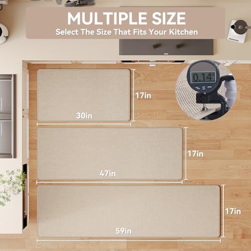 YDKGL Extra Long Kitchen Runner Rugs Kitchen Mat Non Slip Beige 17"x95" - Image 2