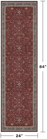 Boho 2x7 Long Runners for Kitchen Floor - Washable Non Slip Indoor Floor Mats for Entryway, Hallway, Dark Red Floral Low Pile & Soft Runner Area Rug for Bedroom Beside Bed - Image 2