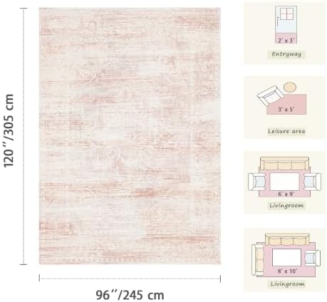 8x10 Area Rugs for Living Room Washable Large Pink Rugs Cute - Image 2