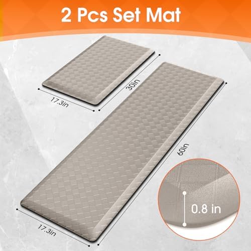 TranquilRelax 4/5 Inch Cushioned Anti Fatigue Kitchen Mats for Floor, Taupe - Image 2
