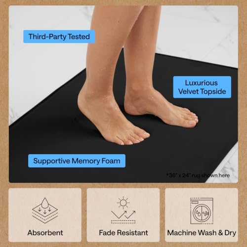 GORILLA GRIP® Memory Foam Bath Rug for Bathroom, 36x24 Black - Image 5