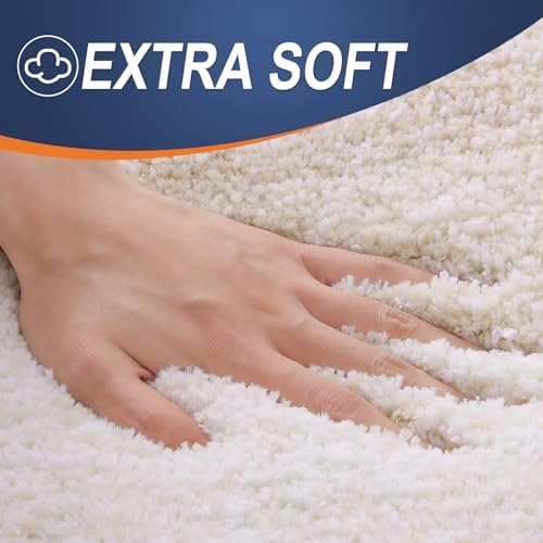 OLANLY Microfiber Bathroom Rugs Sets 3 Piece, Soft Bath Mats, Light Beige - Image 2
