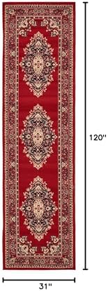 Unique Loom Reza Collection Traditional Persian Style Area Rug, Runner 2' 7" x 10' 0", Red/Ivory - Image 2