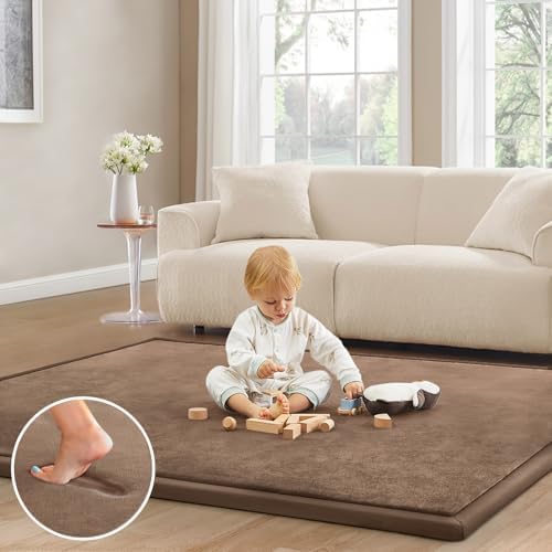 Baby Play Mat for Floor Nursery Rug Muscle Mat Area Rug Playroom Rug 39"x59" Playpen Mat Elastic Foam 1.3" Thick Crawling Mat for Babies,Toddlers, Infants, Kids,Chestnut by ILPEOD