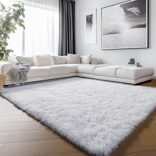 ONASAR White Rugs for Living Room 5x8, Fluffy Shaggy Area Rug for Bedroom, Ultra Soft Plush Large Floor Carpets for Baby Kids Girls Boys Teen Playroom Dorm Nursery Bedside Home Office Decor - Image 4