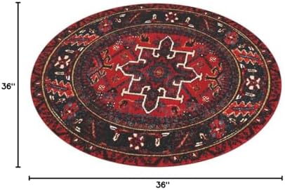SAFAVIEH Vintage Hamadan Round Rug 3', Traditional Red & Multi VTH211A - Image 2