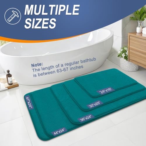 OLANLY Memory Foam Large Bathroom Rugs 59x35, Absorbent Bath Mat, Deep Lake - Image 5