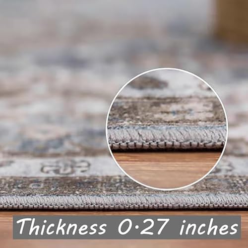 CHAMPLANT Retro Washable Area Rug 4X6 Washable Living Room Boho Chic Medallion Distressed DesignIndoor Non-Slip Large Accent Throw Rug for Kitchen Bedroom Office Carpet - Image 6