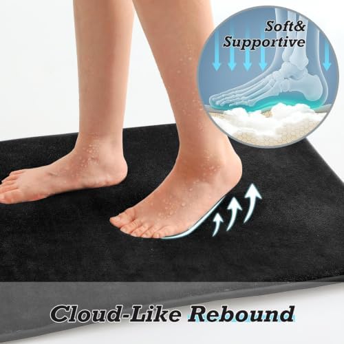 HUXMEYSON Bathroom Rugs Sets 3 Piece, Non-Slip & Quick Dry Bath Mat Set, Ultra Soft Velvet Bath Rugs for Bathroom, Toilet and Shower Floor, Black - Image 7
