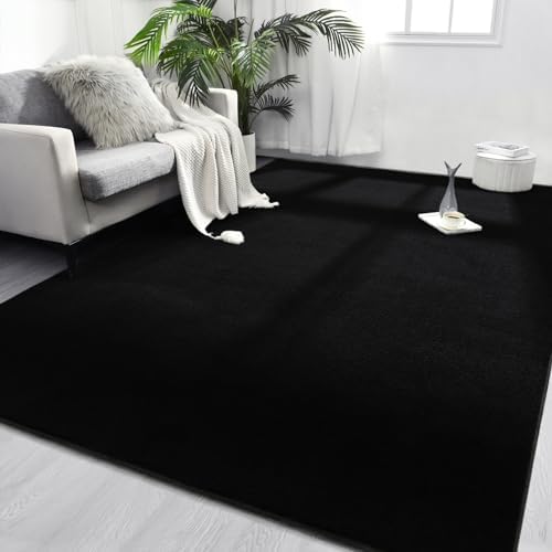 FlyDOIT Area Rugs for Bedroom Living Room, 4x6 Black Super Soft Comfy Thickened Memory-Foam Indoor Carpets, Modern Aesthetic Minimalist Carpet for Boys Girls Adults Apartment Nursery Home Décor by FlyDOIT
