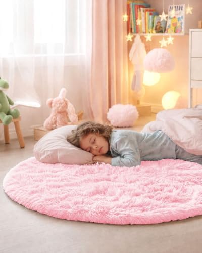 Smiry Round Area Rugs for Living Room Bedroom 6x6 ft, Fluffy Carpet - Image 5