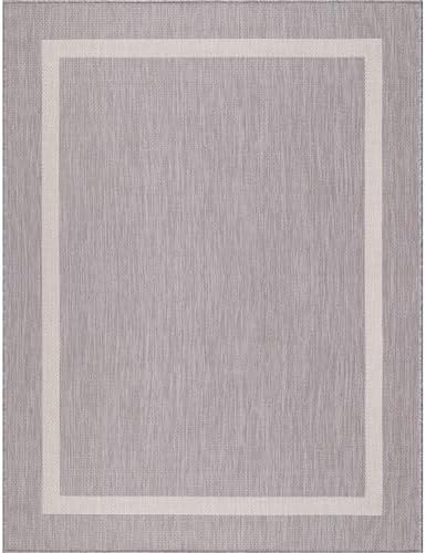Luul Home Bordered Outdoor Rug 6x9 Washable Outside Carpet for Indoor Patio Porch Waterproof Easy Cleaning Non Shedding Area Rugs Gray 6 x 9 - Image 3