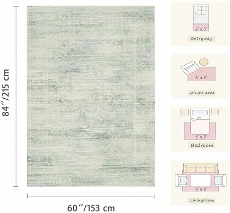 Area Rugs 6x9 for Living Room, Washable Green Rugs for Bedroom - Image 2