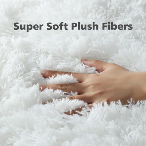 Ophanie Upgrade White Rugs for Bedroom, 4x6 Feet, Shaggy Soft Area Rug, Non-Slip Indoor Floor Carpet for Living Room, Kids Baby Girls Teen Dorm Home Decor Aesthetic, Nursery. (Pack of 2) - Image 6