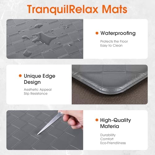 TranquilRelax Kitchen Mats, Cushioned Mats with Extra-Long Runner, Grey - Image 3