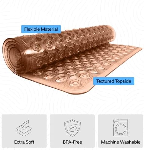 GORILLA GRIP Bath Tub Shower Mat, Bathtub Floor Liner, 35x16 Brown - Image 4