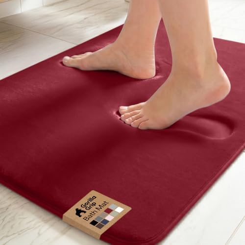 GORILLA GRIP® Memory Foam Bath Rug for Bathroom, 30x20 Burgundy by GorillaGrip